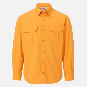 Duluth Trading Mens Button Down Shirt Large Orange long Sleeve